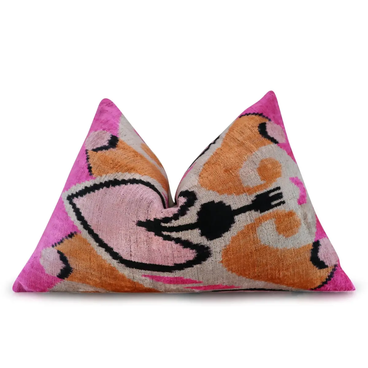 Canvello Orange Pink Handmade 16x24 Silk Velvet Pillow Organic Veg Dyed Down/Feather Filled - Canvello