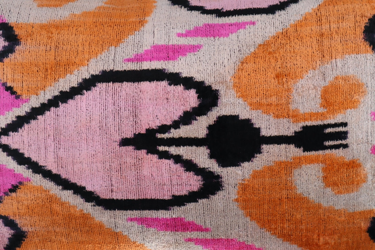 Almohada de terciopelo de seda de 16 x 24 pulgadas, hecha a mano, de color naranja y rosa, con teñido vegetal orgánico y relleno de plumas y plumón 