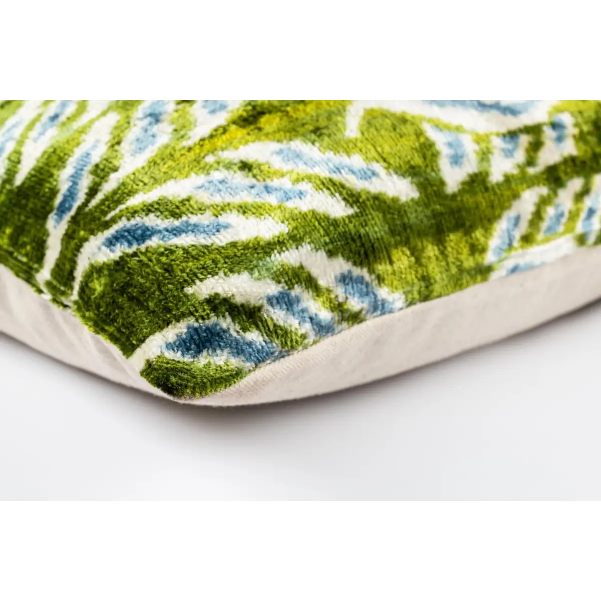 Canvello Organic Handmade Silk Velvet Pillow: 16x24 Inches with Premium Down Feather Insert - Luxury Green Geometric