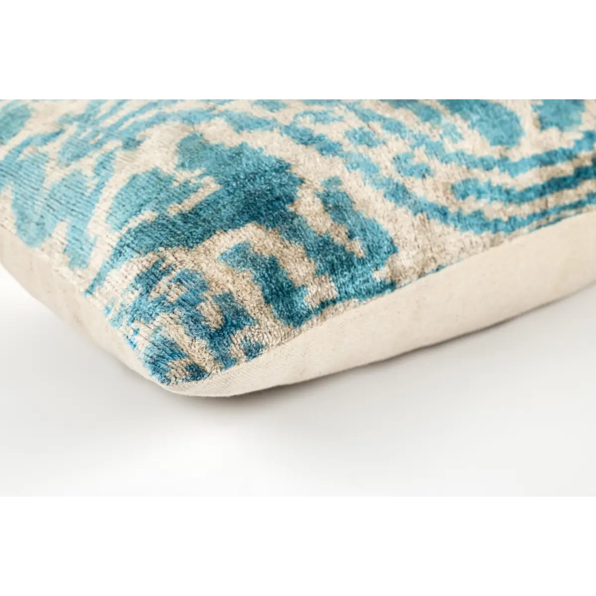 Canvello Organic Handmade Silk Velvet Pillow: 16x24 Inches with Premium Down Feather Insert - Luxury Green Geometric