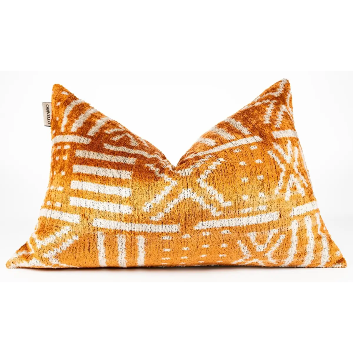 Canvello Organic Handmade Silk Velvet Pillow: 16x24 Inches with Premium Down Feather Insert - Luxury Copper Orange
