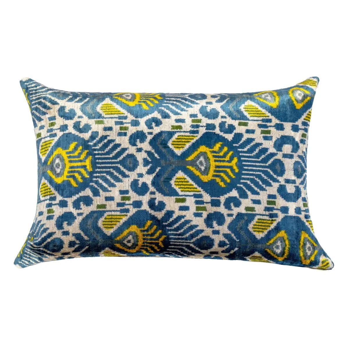 Canvello Organic Handmade Silk Velvet Pillow: 16x24 Inches with Premium Down Feather Insert - Luxury Blue Gold