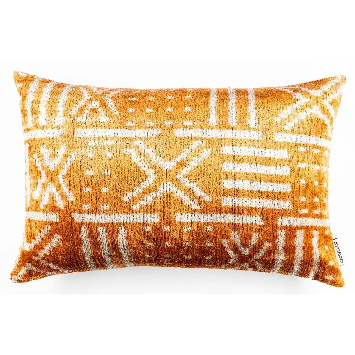 Canvello Organic Handmade Silk Velvet Pillow: 16x24 Inches with Premium Down Feather Insert - Luxury Copper Orange