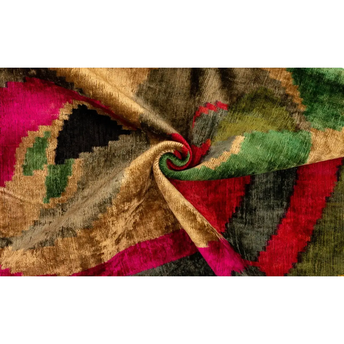 Canvello Organic Handmade Silk Velvet Pillow: 16x24 Inches with Premium Down Feather Insert - Luxury Gold Green Pink