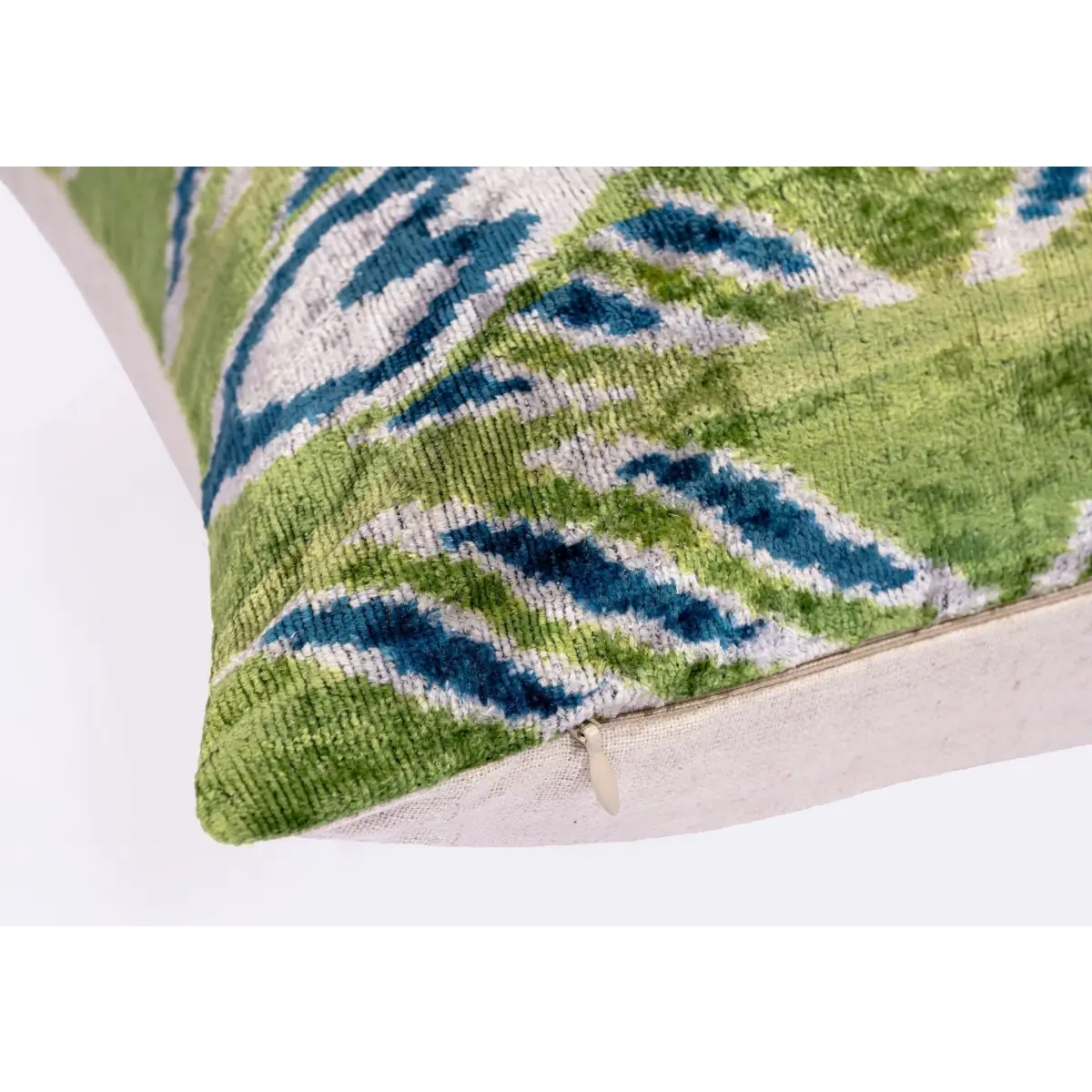Canvello Organic Handmade Silk Velvet Pillow: 16x24 Inches with Premium Down Feather Insert - Luxury Green Blue