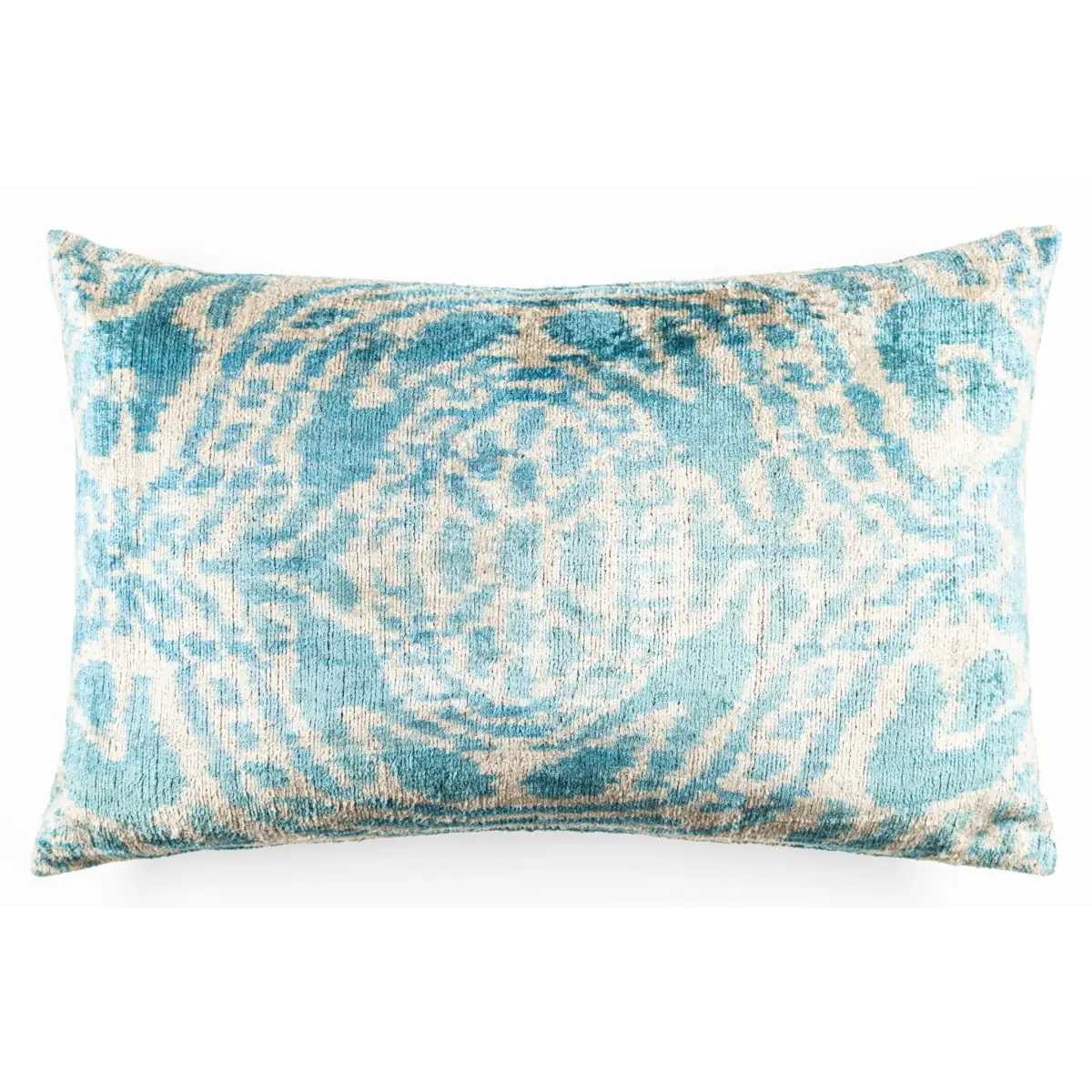 Canvello Organic Handmade Silk Velvet Pillow: 16x24 Inches with Premium Down Feather Insert - Luxury Green Geometric