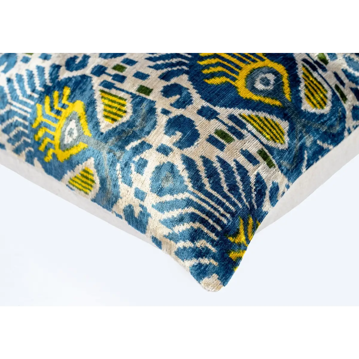 Canvello Organic Handmade Silk Velvet Pillow: 16x24 Inches with Premium Down Feather Insert - Luxury Blue Gold
