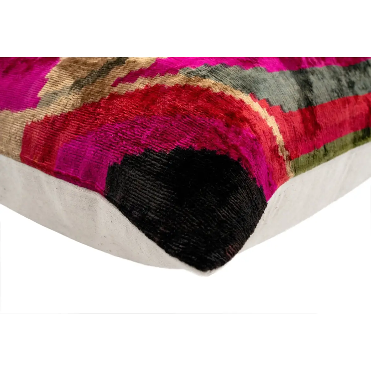 Canvello Organic Handmade Silk Velvet Pillow: 16x24 Inches with Premium Down Feather Insert - Luxury Gold Green Pink