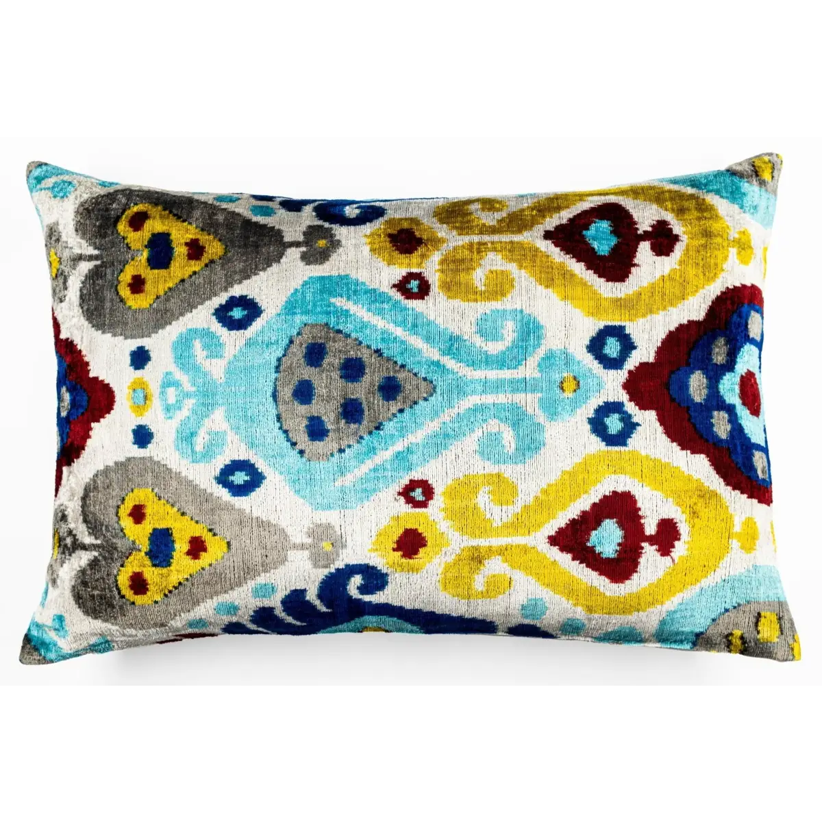 Canvello Organic Handmade Silk Velvet Pillow: 16x24 Inches with Premium Down Feather Insert - Luxury Blue Gold Gray