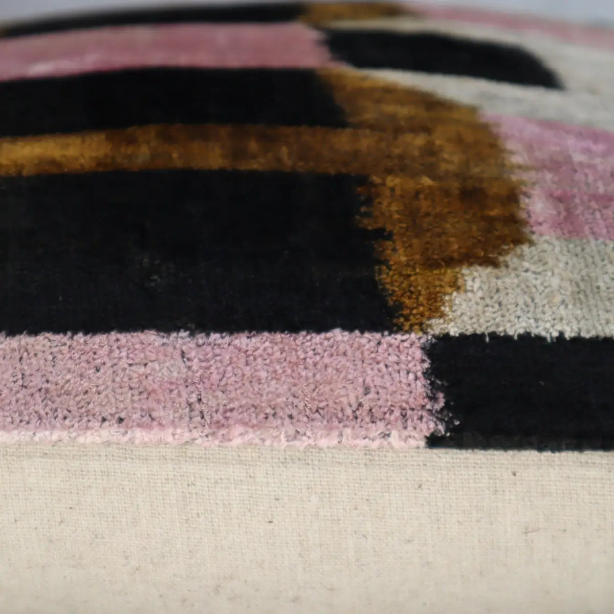 Canvello Pink Brown Handmade 16x16 Silk Velvet Pillow Organic Veg Dyed Down/Feather Filled - Canvello
