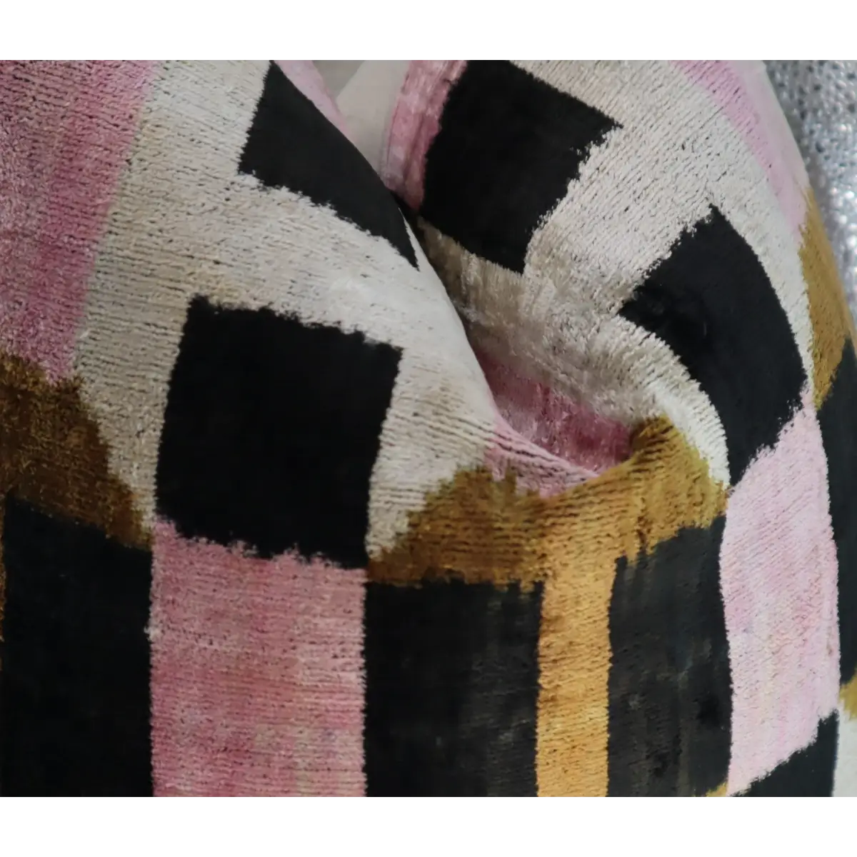 Canvello Pink Brown Handmade 16x16 Silk Velvet Pillow Organic Veg Dyed Down/Feather Filled - Canvello