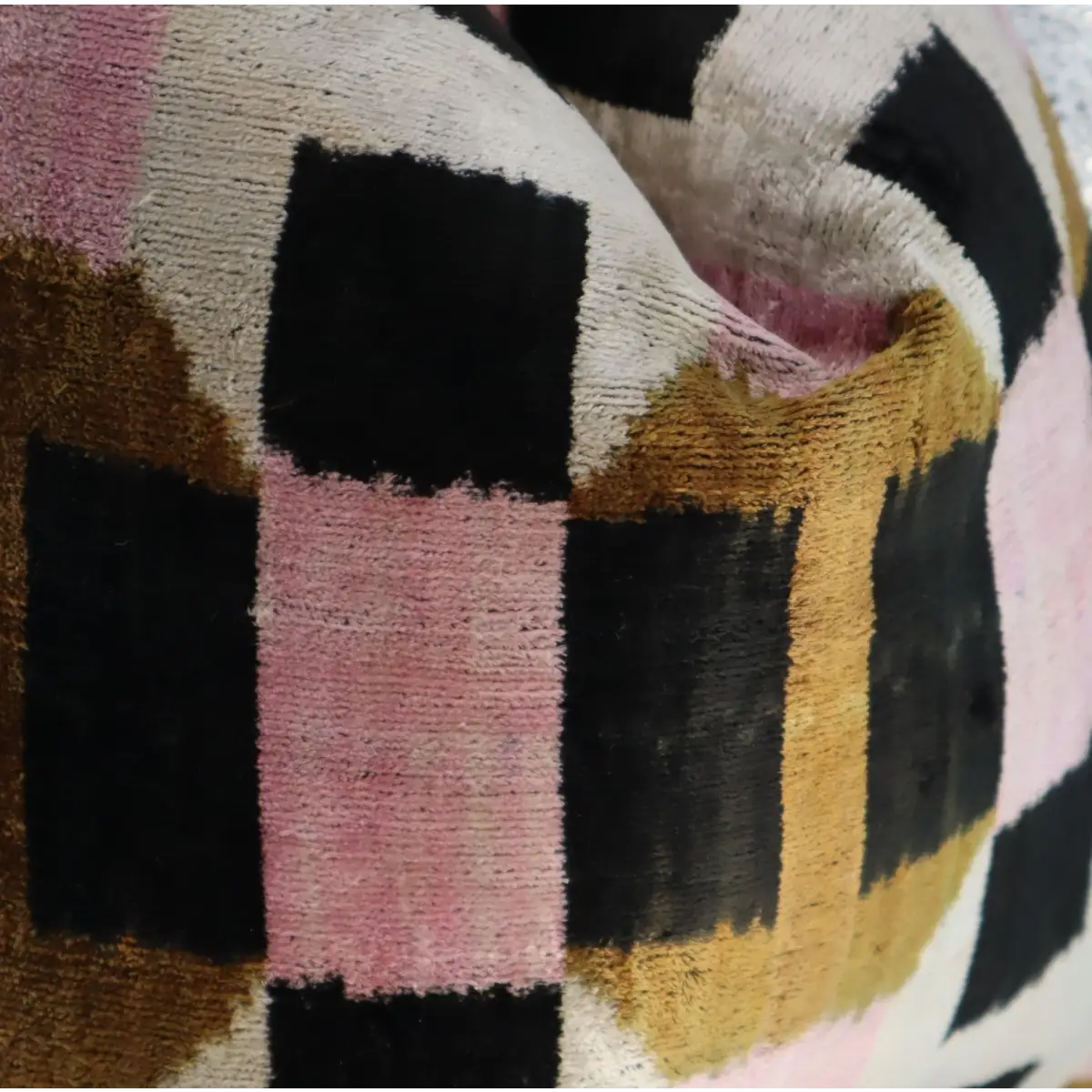 Canvello Pink Brown Handmade 16x16 Silk Velvet Pillow Organic Veg Dyed Down/Feather Filled - Canvello