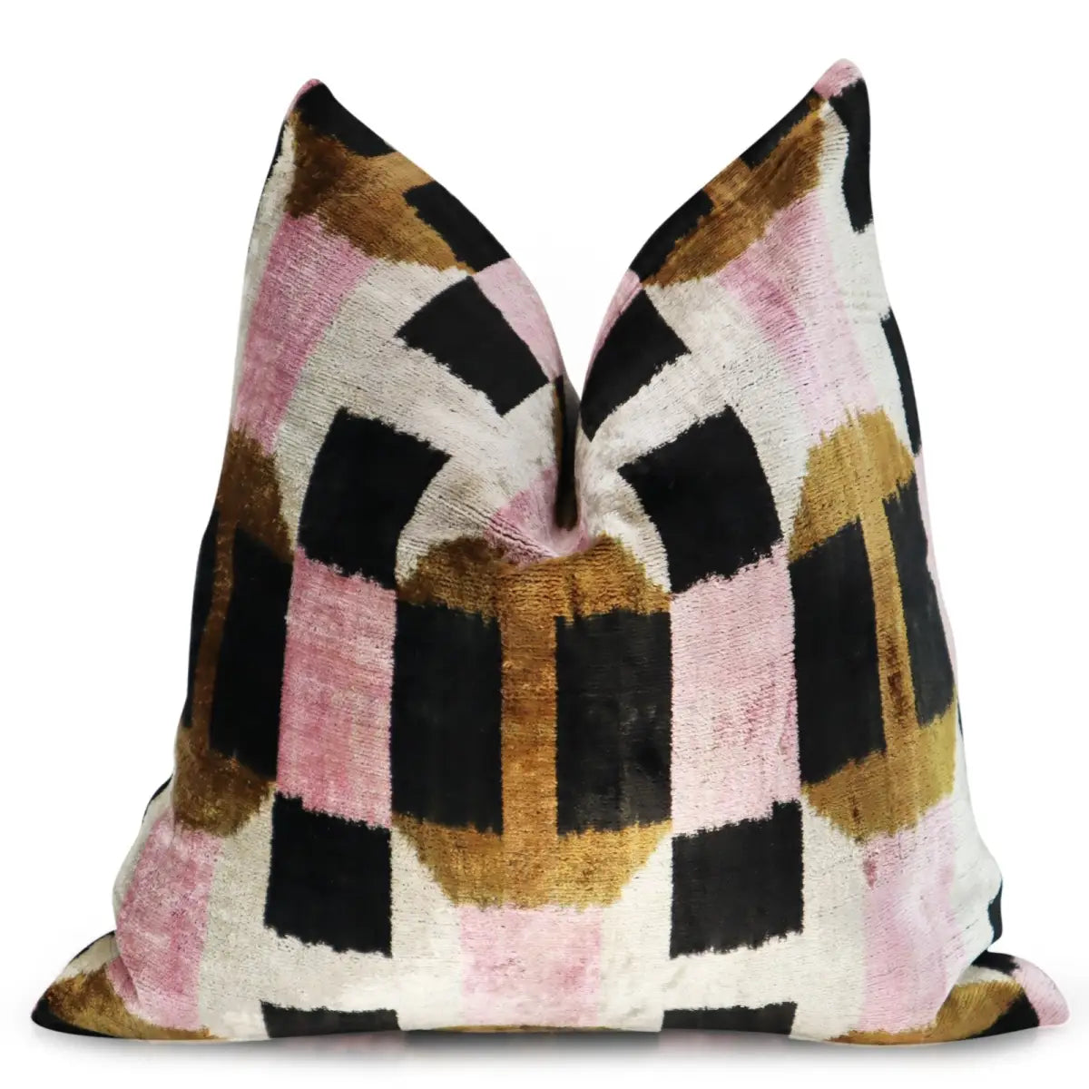 Canvello Pink Brown Handmade 16x16 Silk Velvet Pillow Organic Veg Dyed Down/Feather Filled - Canvello