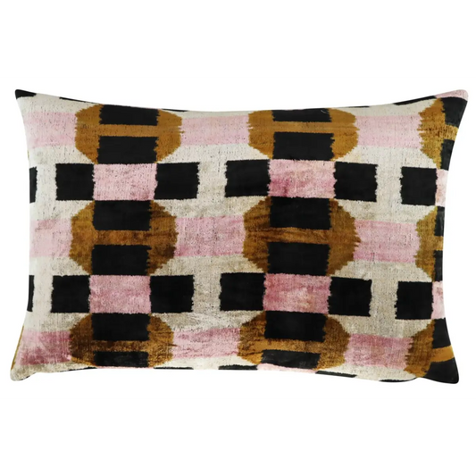 Canvello Pink Brown Handmade 16x24 Silk Velvet Pillow Organic Veg Dyed Down/Feather Filled - 16x24 in - Canvello