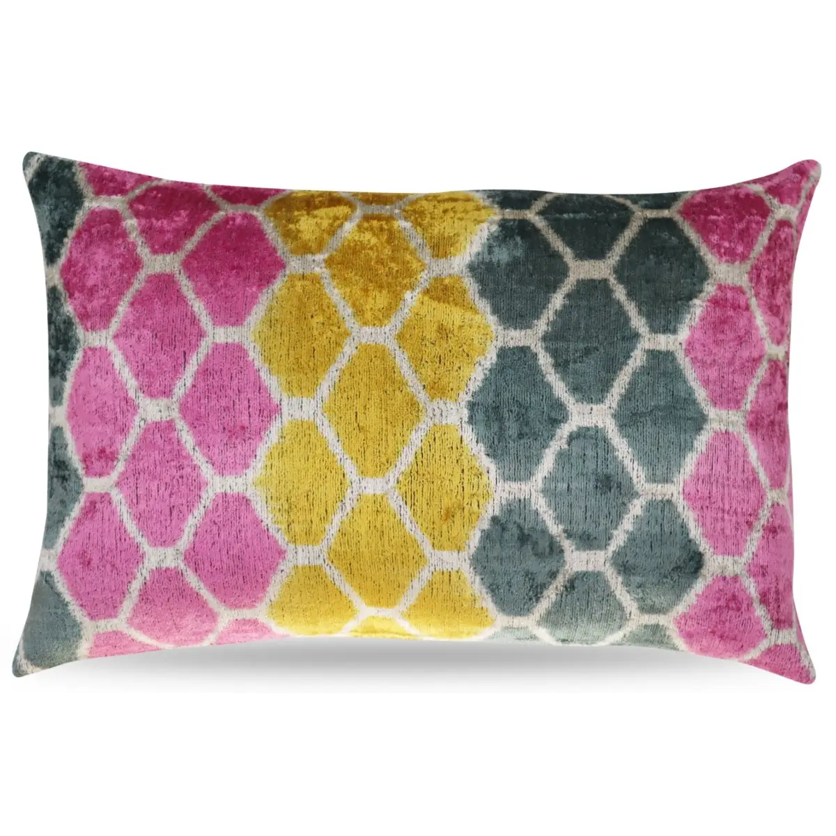 Canvello Pink Gold Gray Hexagon Pillows For Couch - 16x24 - Canvello