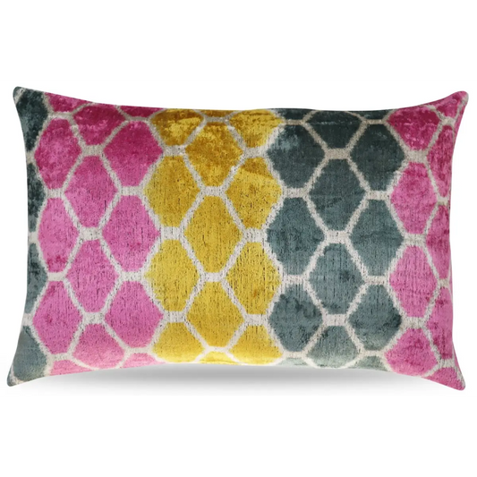 Canvello Pink Gold Gray Hexagon Pillows For Couch - 16x24 - Canvello