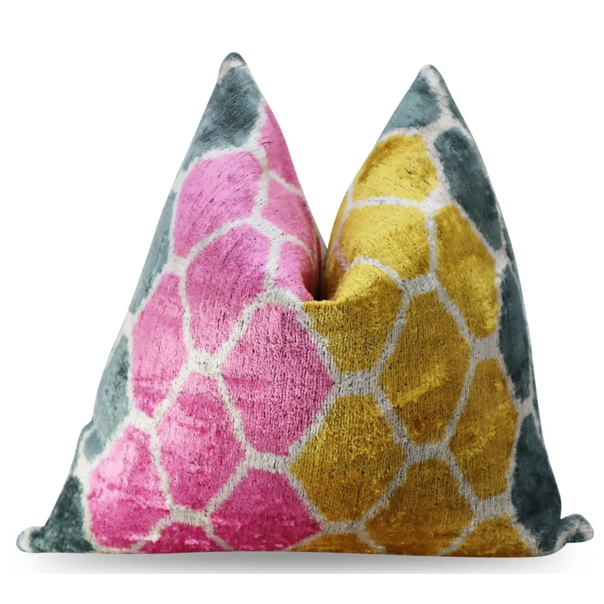 Canvello Pink Gold Gray Pillows With Luxury Decorative Cover - 16x16 - Canvello