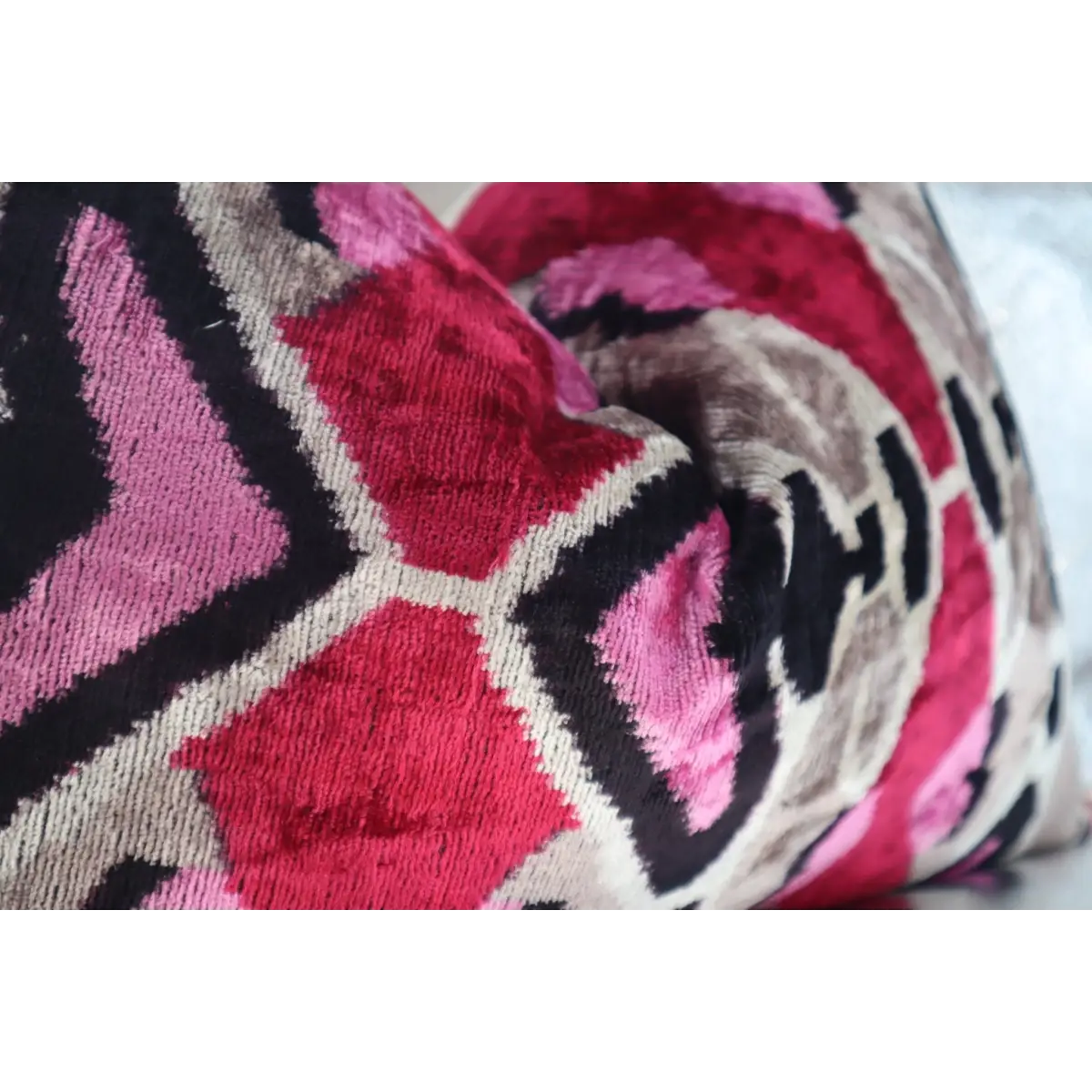 Canvello Pink Gray Handmade 16x24 Silk Velvet Pillow Organic Veg Dyed Down/Feather Filled - Canvello