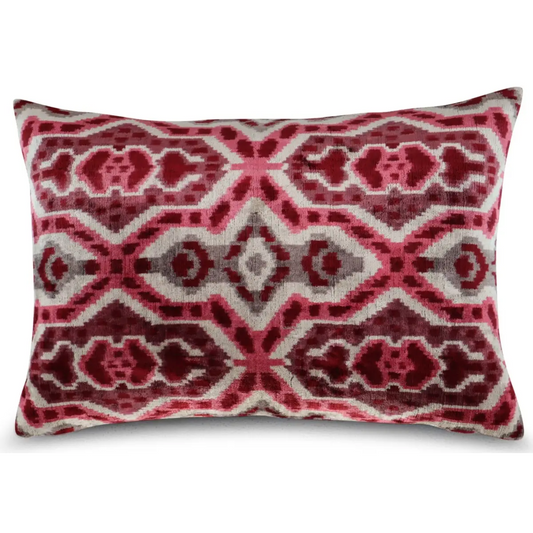 Canvello Pink Gray Handmade 16x24 Silk Velvet Pillow Organic Veg Dyed Down/Feather Filled - Canvello