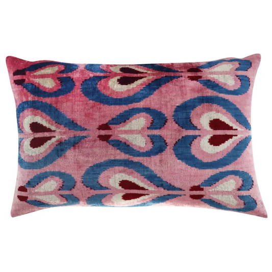 Canvello Pink Handmade 16x24 Silk Velvet Pillow Organic Veg Dyed Down/Feather Filled - Canvello