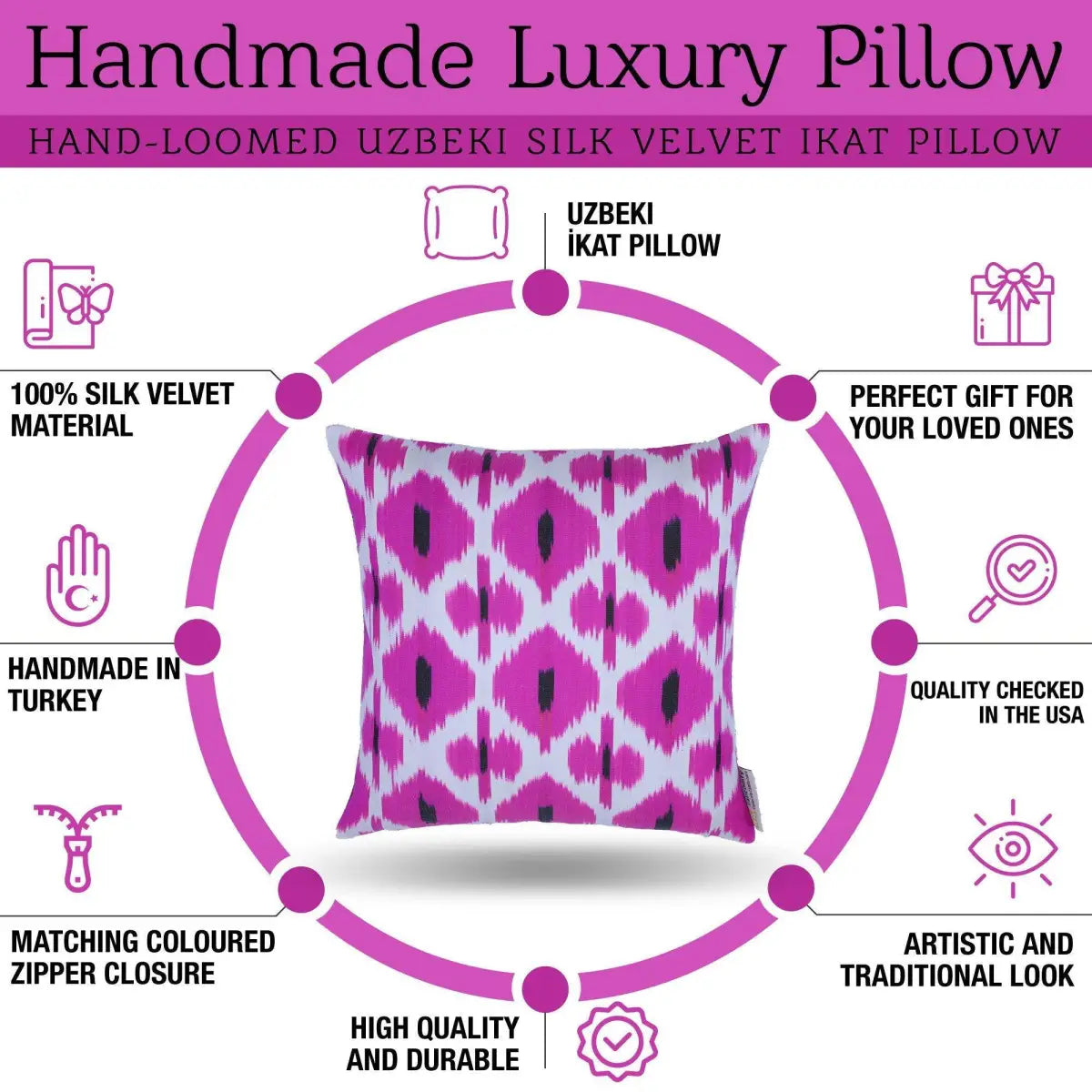 Canvello Pure Silk Dark Pink Throw Pillows - 16x16 inch - Canvello