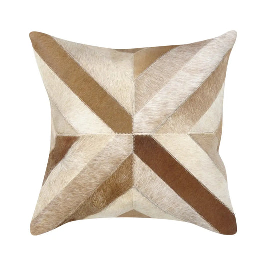 Canvello Safari Chevron L. Brown Cowhide 17’’ Decorative Throw Pillow - L. Brown / 17’’ x 17’’ - Canvello