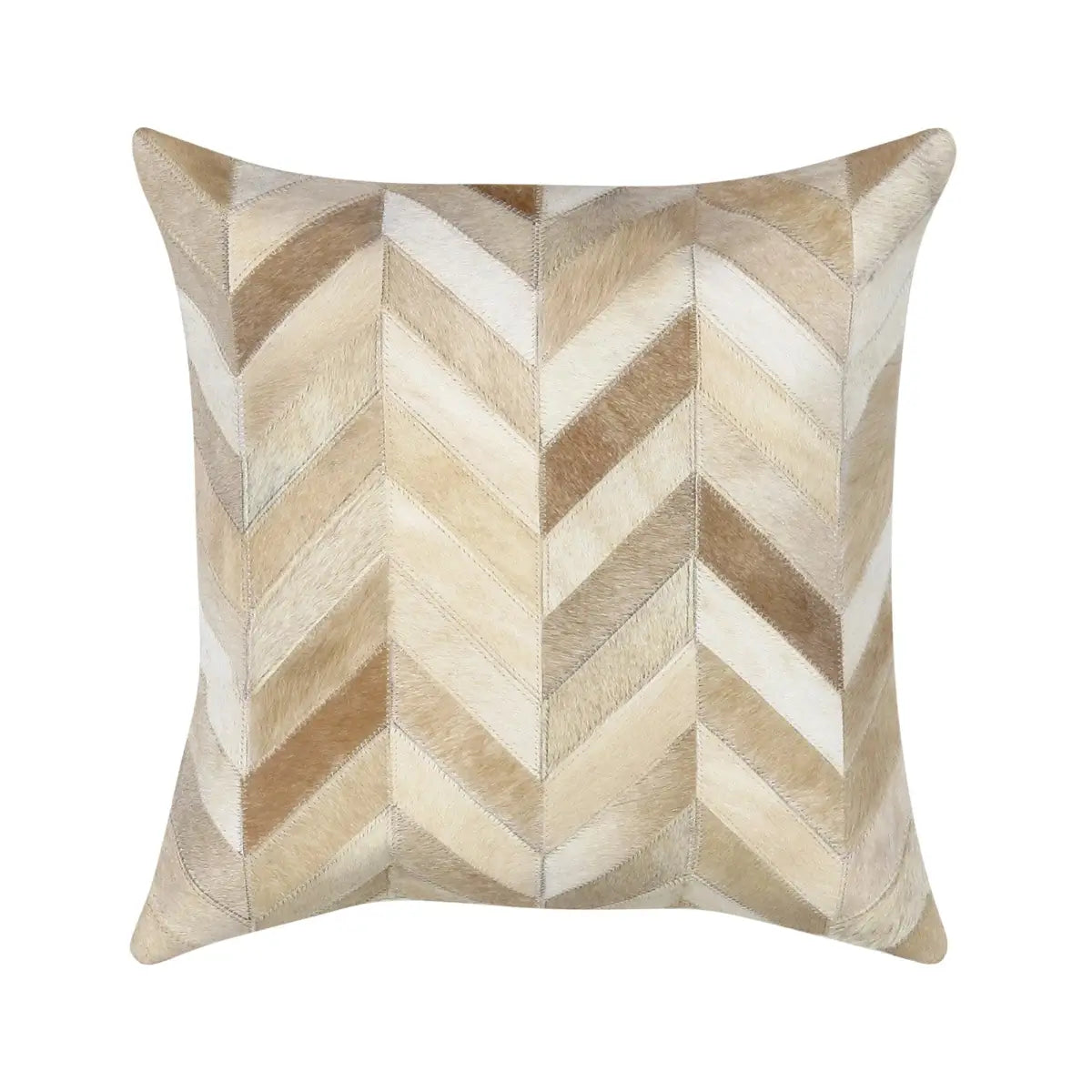 Canvello Safari Chevron L. Brown Cowhide 17’’ Decorative Throw Pillow - L. Brown / 17’’ x 17’’ - Canvello