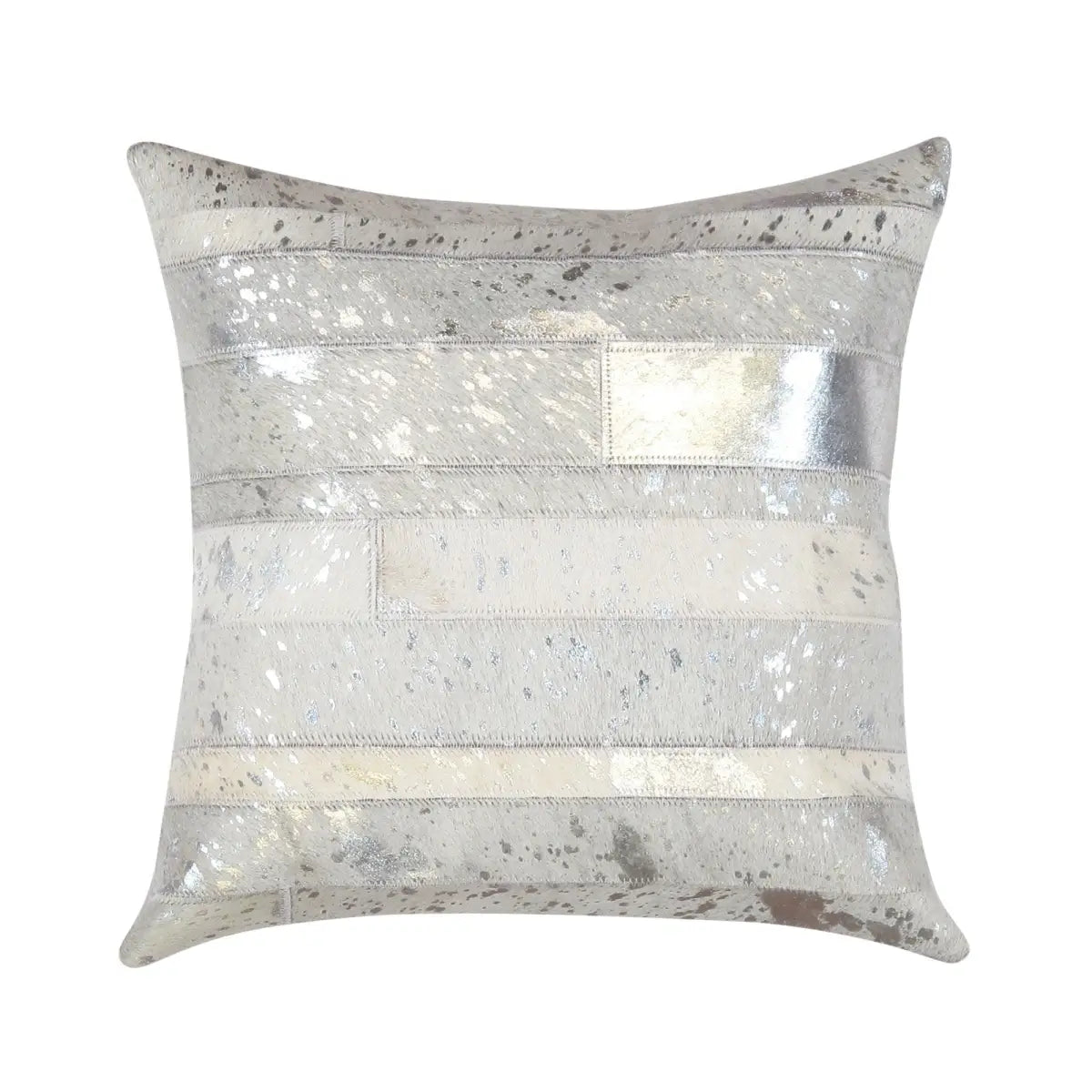 Canvello Safari Striped Silver Cowhide 17’’ Decorative Throw Pillow - Silver / 17’’ x 17’’ - Canvello