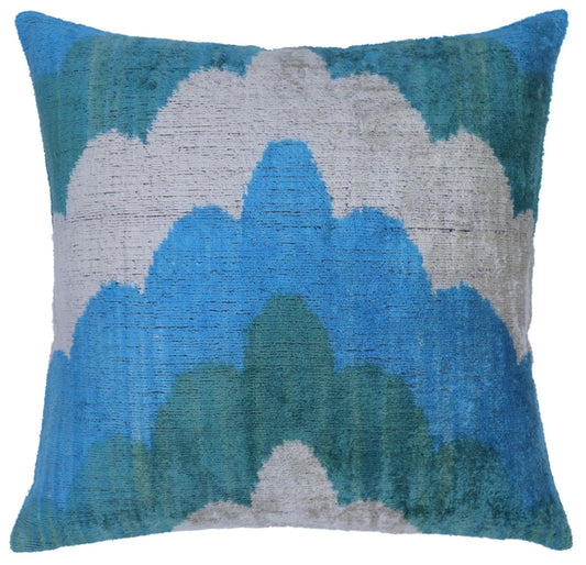 Coussin décoratif en velours de soie Canvello bleu vert - 20 x 20 po