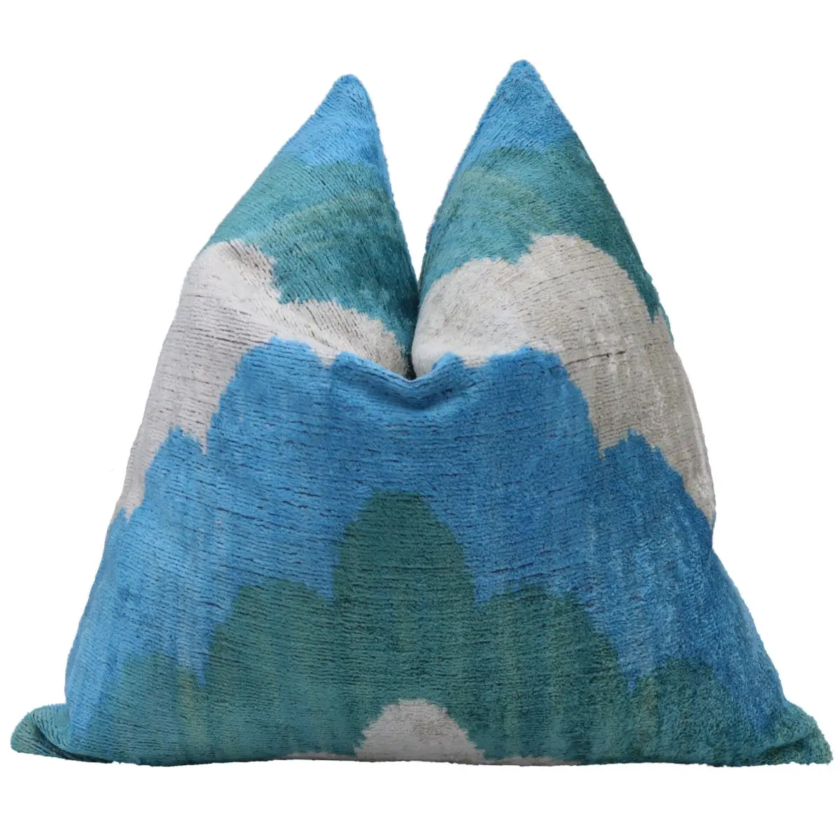 Canvello Silk Velvet Blue Green Throw Pillow - 20x20 - Canvello