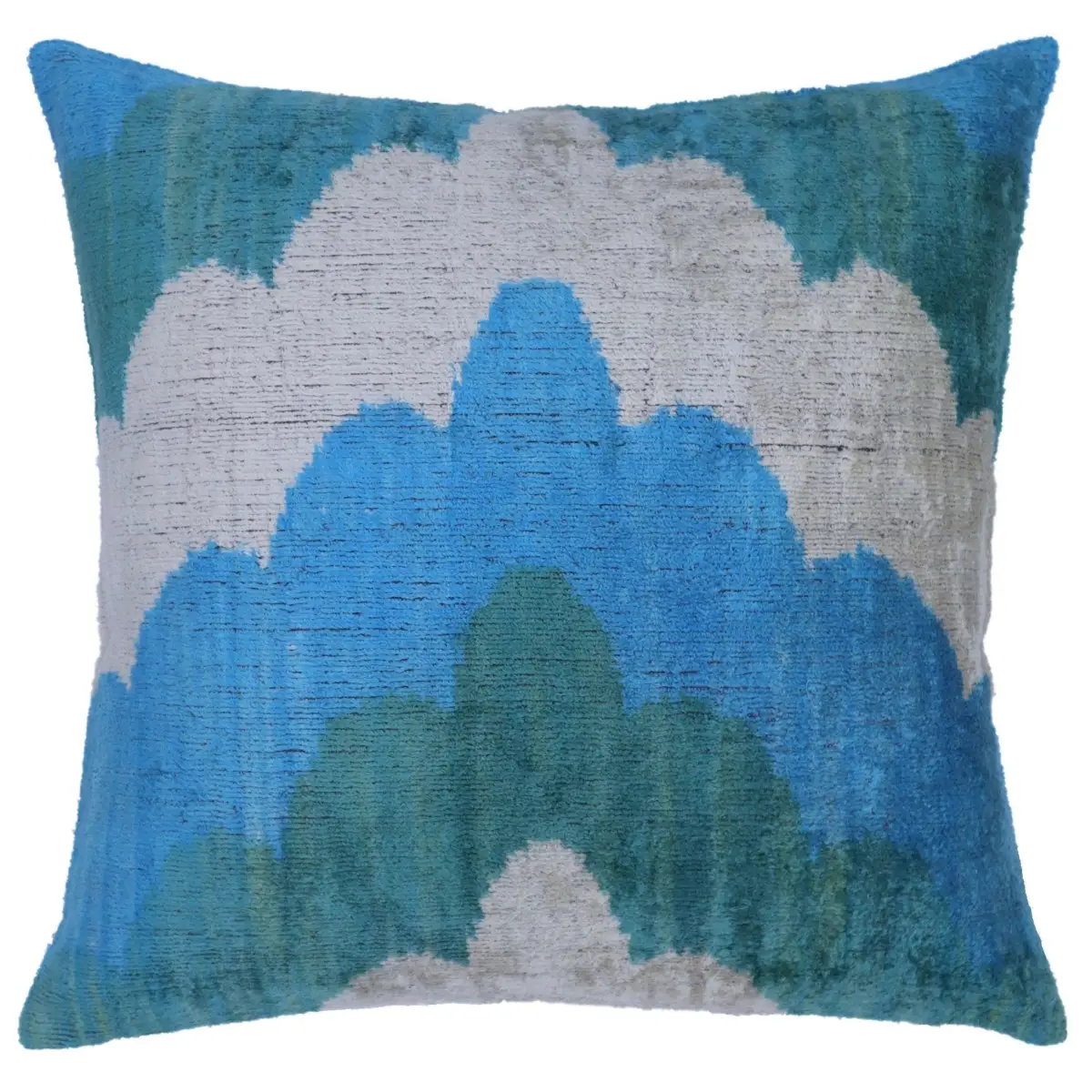 Canvello Silk Velvet Blue Green Throw Pillow - 20x20 - Canvello