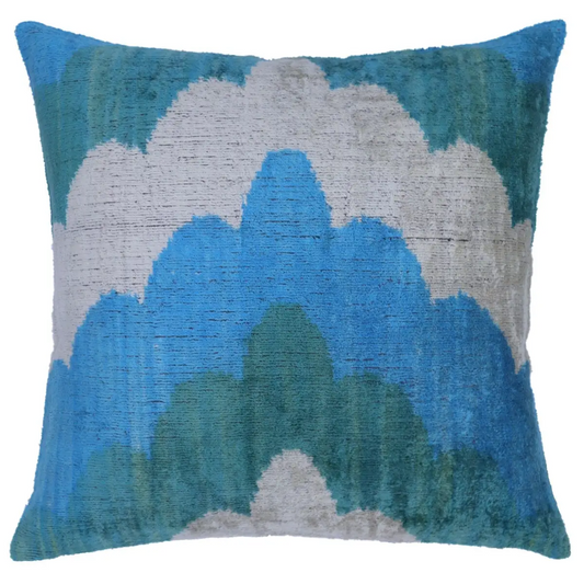Canvello Silk Velvet Blue Green Throw Pillow - 20x20 - Canvello