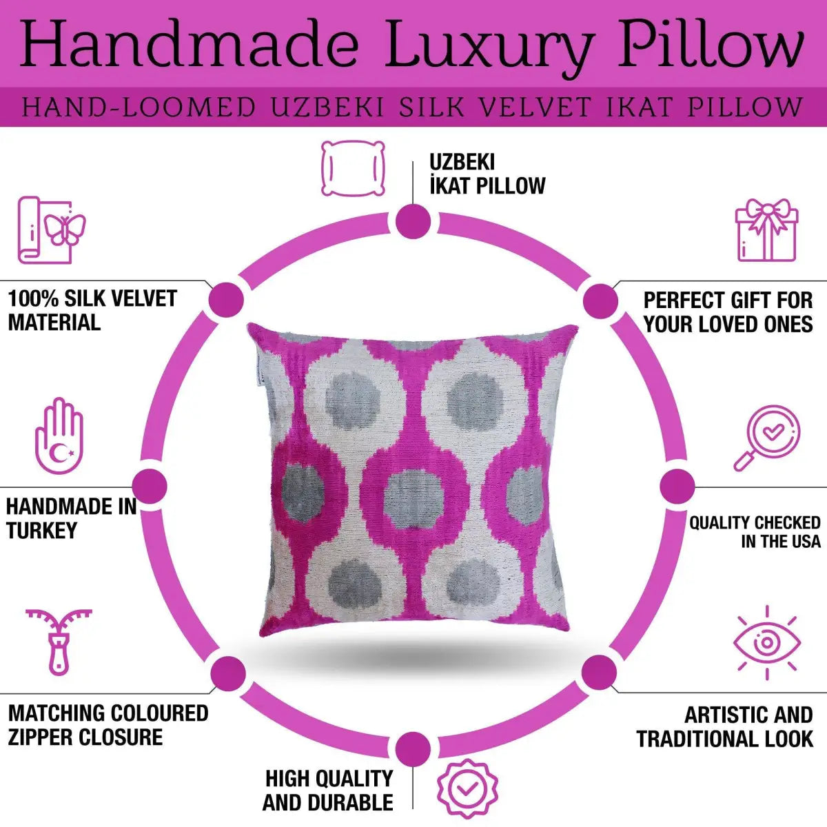 Canvello Silk Velvet Dark Pink Throw Pillows - 16’’x16’’ - Canvello
