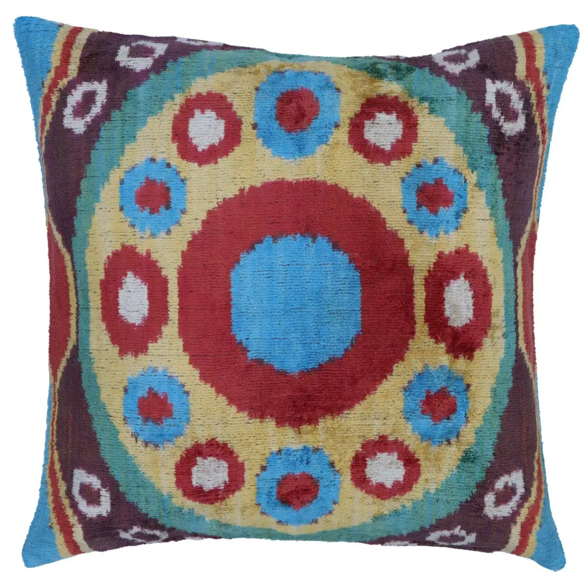 Canvello Silk Velvet Gold Blue Red Pillows - 16x16 - Canvello