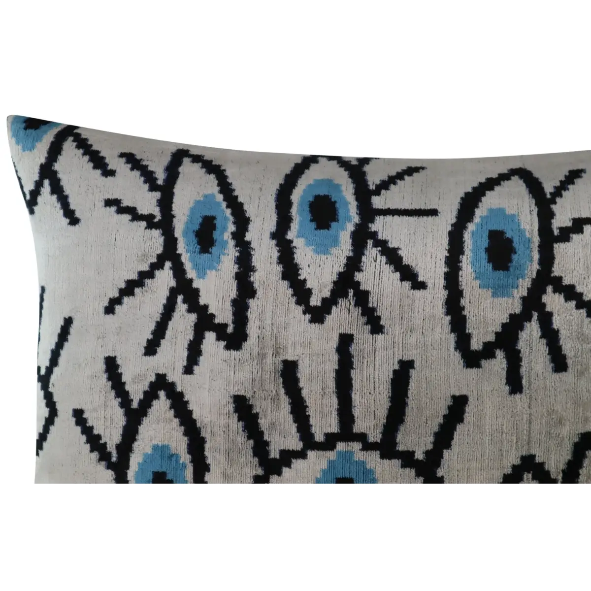 Canvello Silver Black Blue Vegetable Dyed Handmade Turkish Silk Velvet Pillow - A Work of Art - Canvello