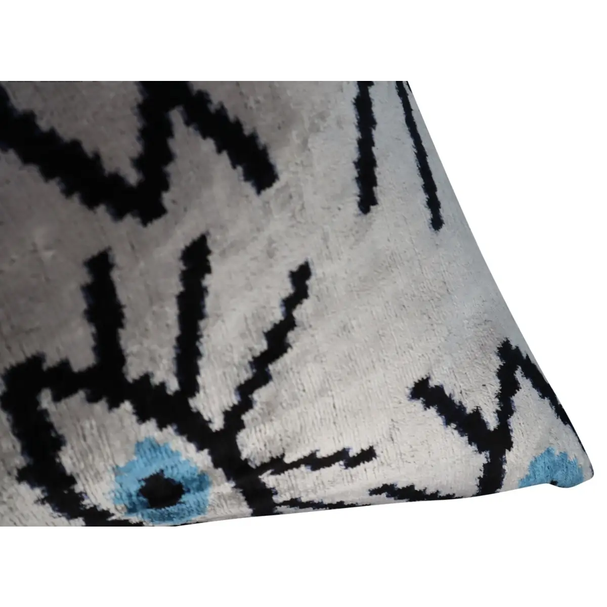 Canvello Silver Black Blue Vegetable Dyed Handmade Turkish Silk Velvet Pillow - A Work of Art - Canvello