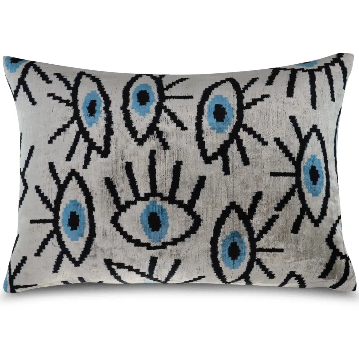 Canvello Silver Black Blue Vegetable Dyed Handmade Turkish Silk Velvet Pillow - A Work of Art - Canvello