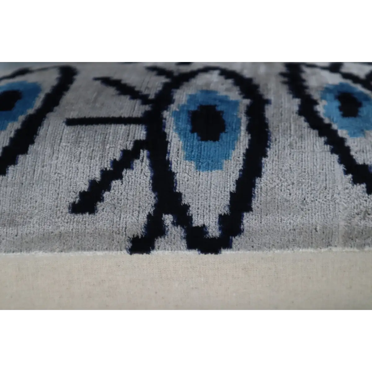 Canvello Silver Black Blue Vegetable Dyed Handmade Turkish Silk Velvet Pillow - A Work of Art - Canvello