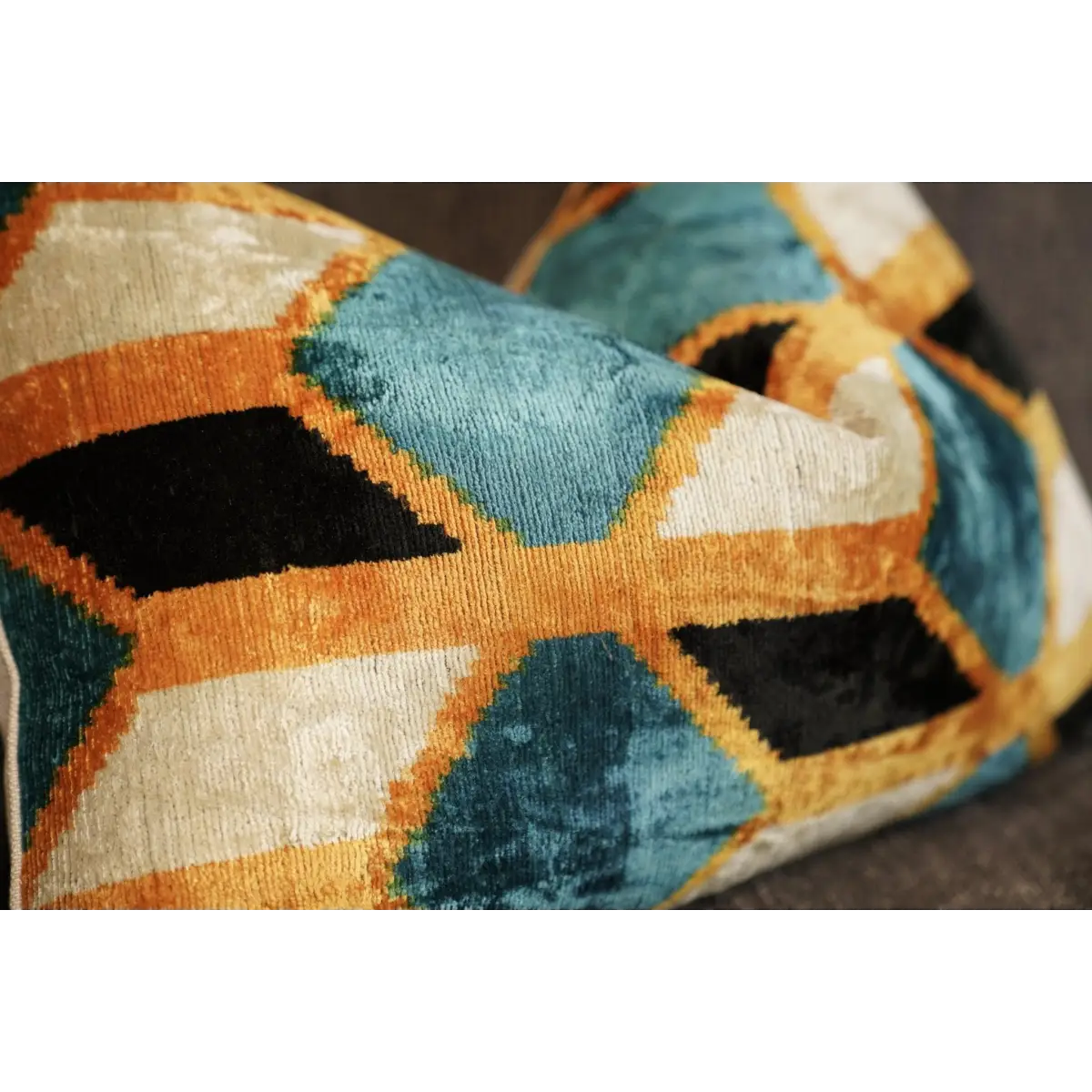 Canvello Soft Velvet Blue Gold Black Pillows For Sofa - 16X24 - Canvello