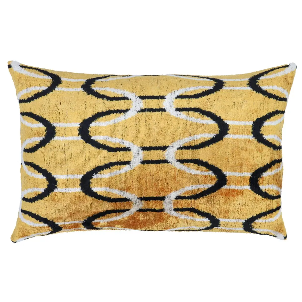 Canvello Soft Velvet Silk Gold Bkack Couch Cushion with Fown Insert - 16x24 - Canvello