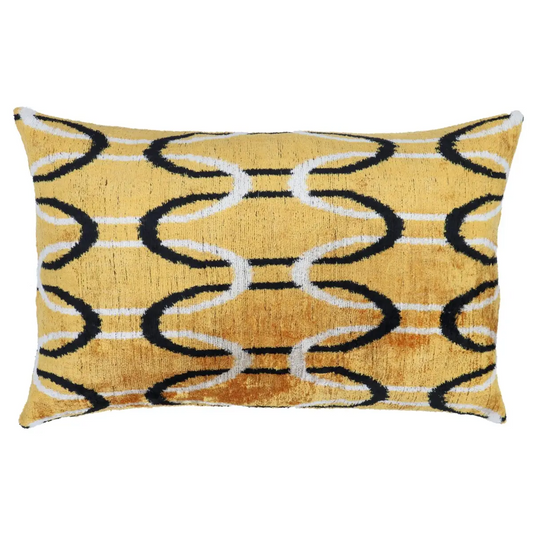 Canvello Soft Velvet Silk Gold Bkack Couch Cushion with Fown Insert - 16x24 - Canvello