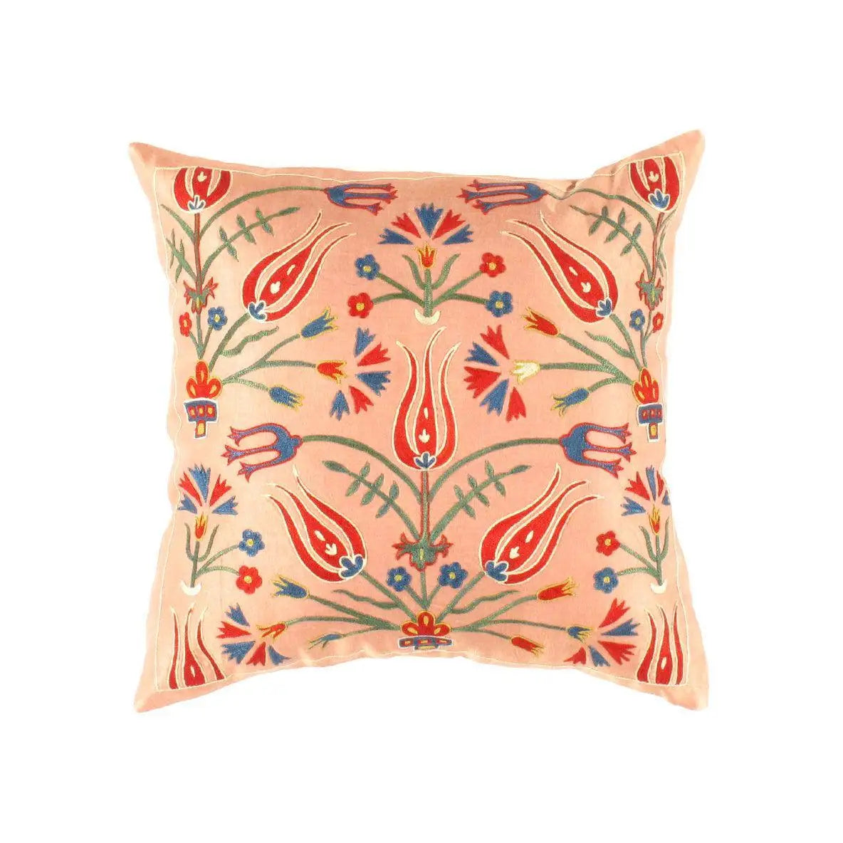Canvello Suzani Turkish Peach Throw Pillow - TS 5 - Peach / 18’’X18’’ - Canvello