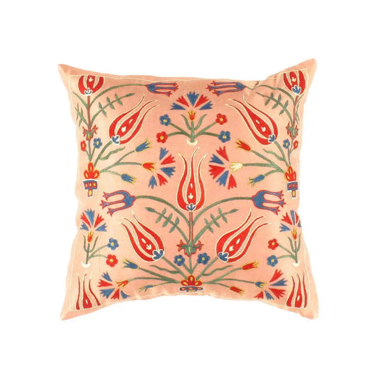Canvello Suzani Turkish Peach Throw Pillow - TS 5 - Peach / 18’’X18’’ - Canvello