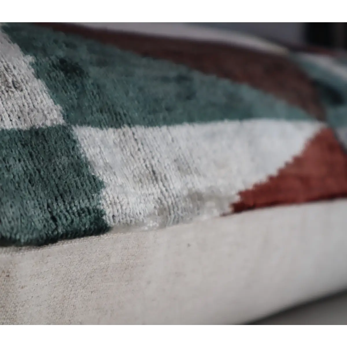 Canvello Teal Beige Brown Vegetable Dyed Handmade Turkish Silk Velvet Pillow - A Work of Art - Canvello