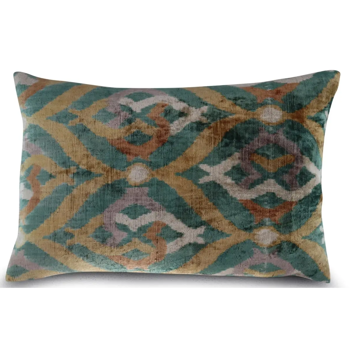 Canvello Teal Beige Brown Vegetable Dyed Handmade Turkish Silk Velvet Pillow - A Work of Art - Canvello