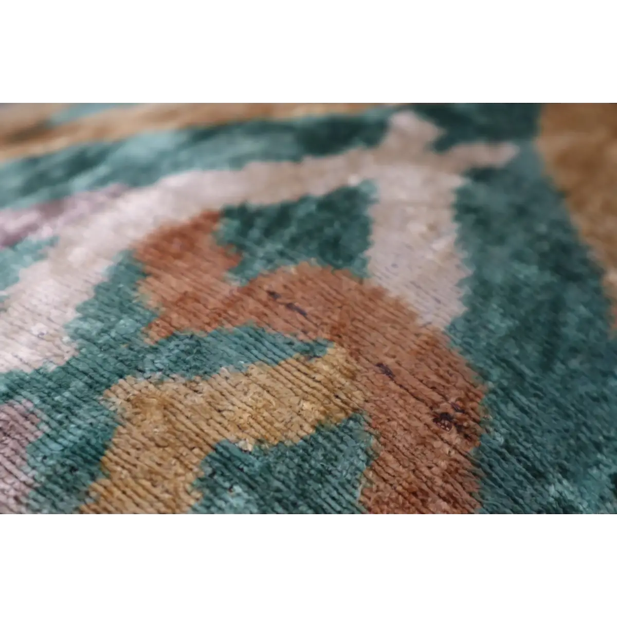 Canvello Teal Beige Brown Vegetable Dyed Handmade Turkish Silk Velvet Pillow - A Work of Art - Canvello