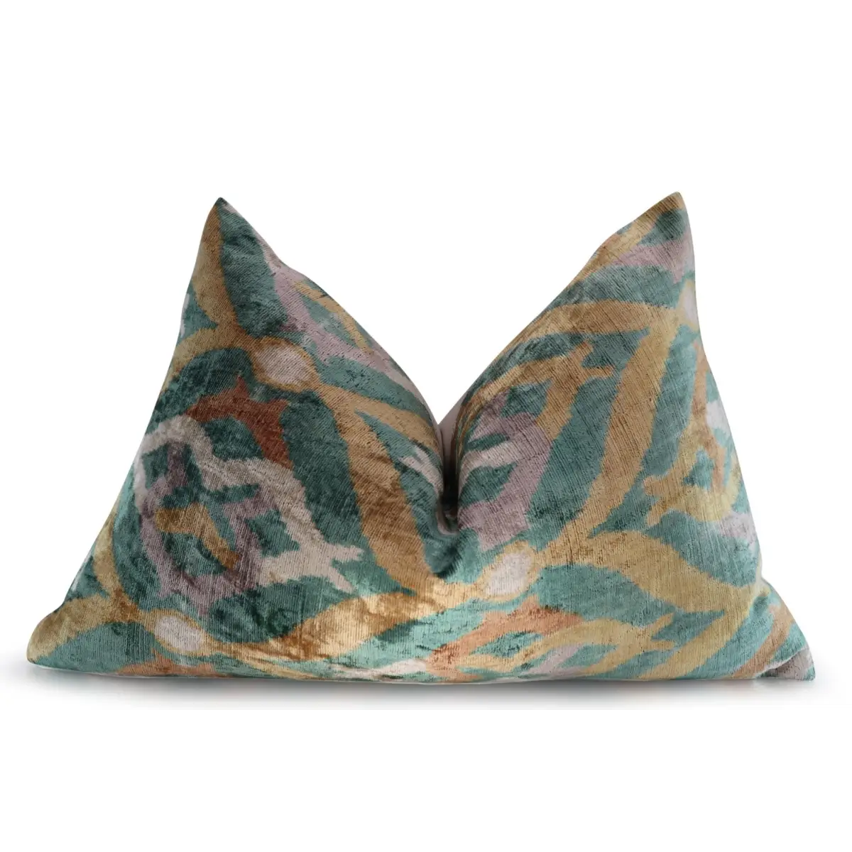 Canvello Teal Beige Brown Vegetable Dyed Handmade Turkish Silk Velvet Pillow - A Work of Art - Canvello