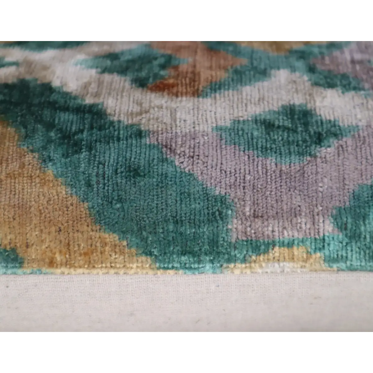 Canvello Teal Beige Brown Vegetable Dyed Handmade Turkish Silk Velvet Pillow - A Work of Art - Canvello