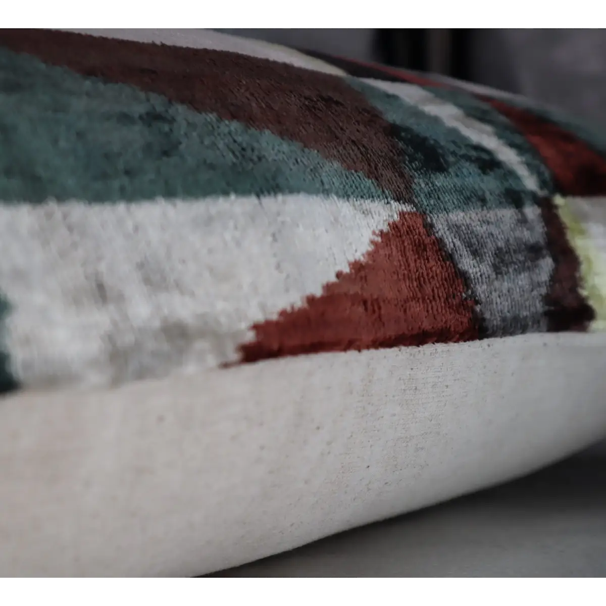Canvello Teal Beige Brown Vegetable Dyed Handmade Turkish Silk Velvet Pillow - A Work of Art - Canvello