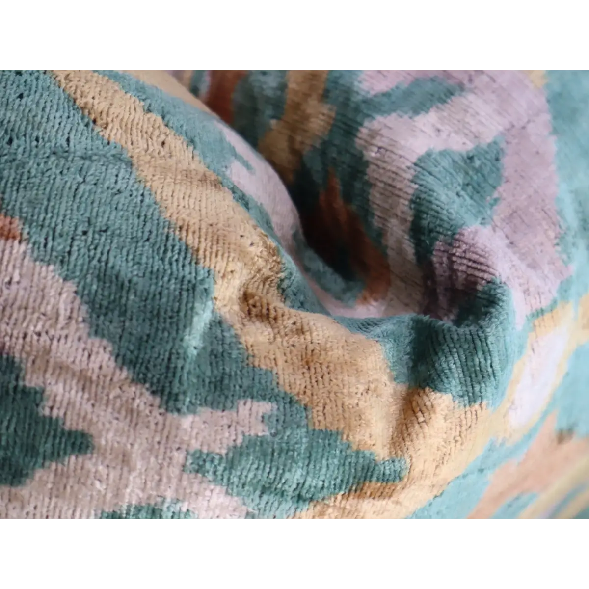 Canvello Teal Beige Brown Vegetable Dyed Handmade Turkish Silk Velvet Pillow - A Work of Art - Canvello